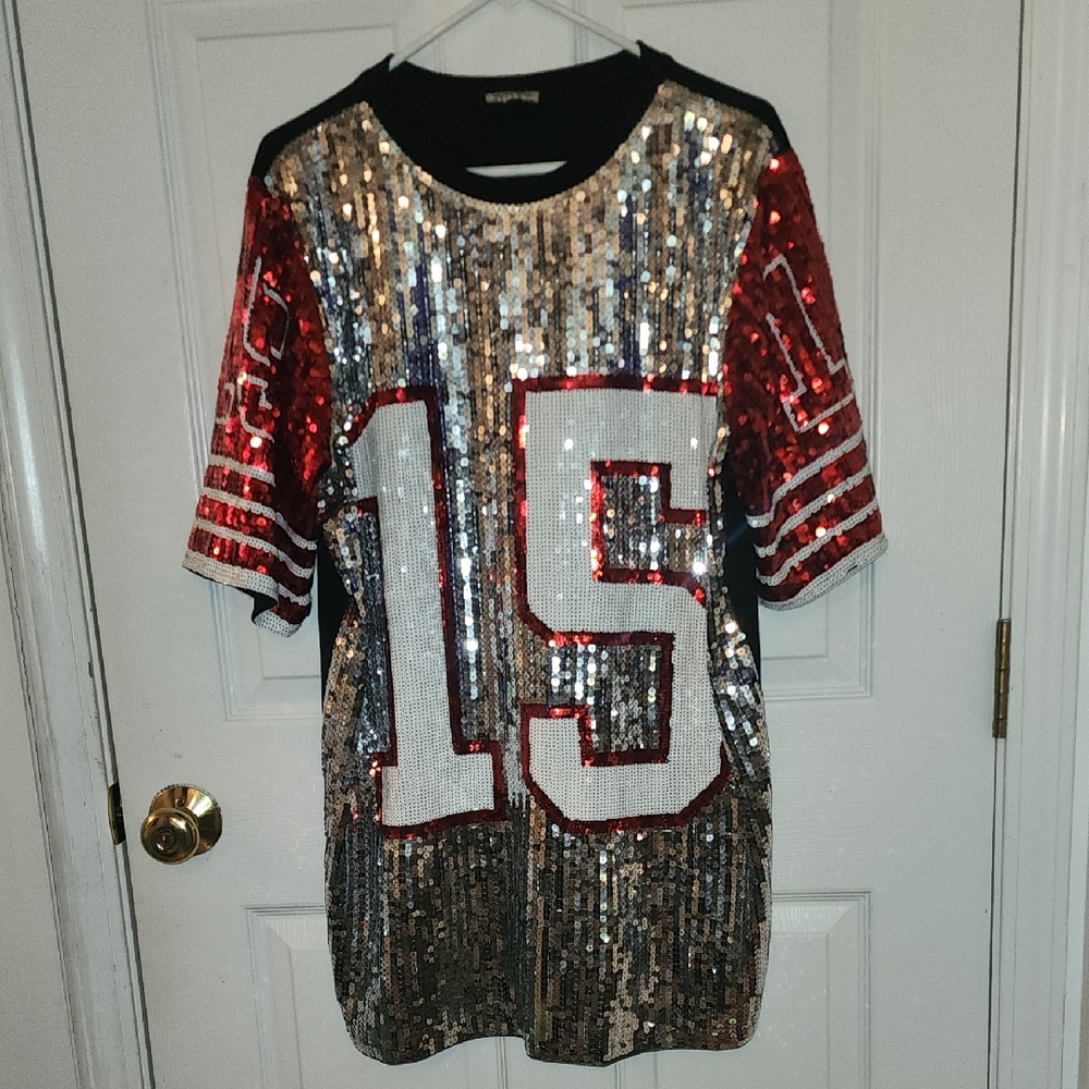Dazzling Sequin Number 15 Jersey Top